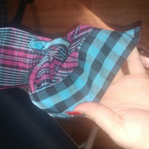 EUC·A fine mess | plaid fitted turquoise magenta - Picture 6 of 7